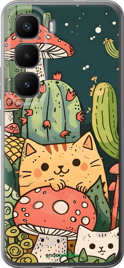 Силиконовый чехол Коты грибы для Infinix Hot 60 Pro+ - 6321u-4125 изображение 