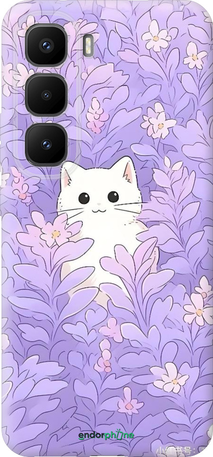 Силіконовий чехол Котик в цветах для Infinix Hot 60 Pro+ - 6390u-4125 изображение 