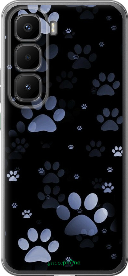Силиконовый чехол С синими отпечатками лап для Infinix Hot 60 Pro+ - 6441u-4125 изображение 