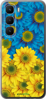 Силиконовый чехол Жёлто-голубые цветы для Infinix Hot 60 Pro - 1048u-4126 изображение 