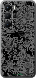 Силиконовый чехол Чёрно-серый стикер бомбинг для Infinix Hot 60 Pro - 2432u-4126 изображение 