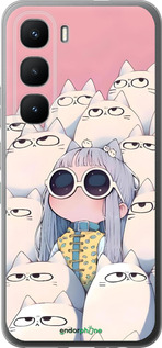 Силиконовый чехол Малышка с котами для Infinix Hot 60 Pro - 6295u-4126 изображение 