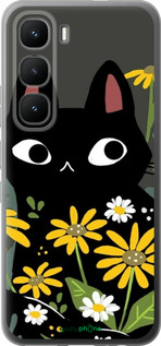 Силиконовый чехол Черный кот с цветами для Infinix Hot 60 Pro - 6448u-4126 изображение 