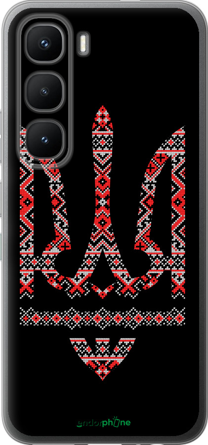 Силиконовый чехол Герб - вышиванка на черном фоне для Infinix Hot 60 Pro - 1196u-4126 изображение 