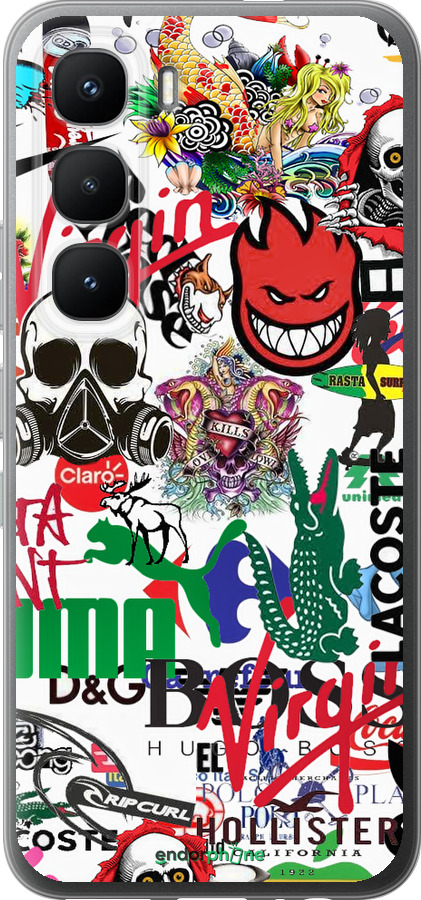 Силиконовый чехол Many different logos для Infinix Hot 60 Pro - 4022u-4126 изображение 