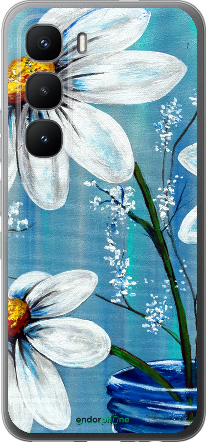 Силиконовый чехол Красивые арт-ромашки для Infinix Hot 60 Pro - 4031u-4126 изображение 