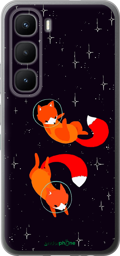 Силиконовый чехол Лисички в космосе для Infinix Hot 60 Pro - 4519u-4126 изображение 