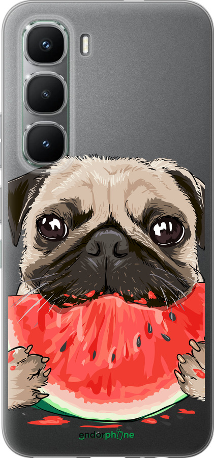 Силиконовый чехол Мопс и арбуз для Infinix Hot 60 Pro - 4665u-4126 изображение 