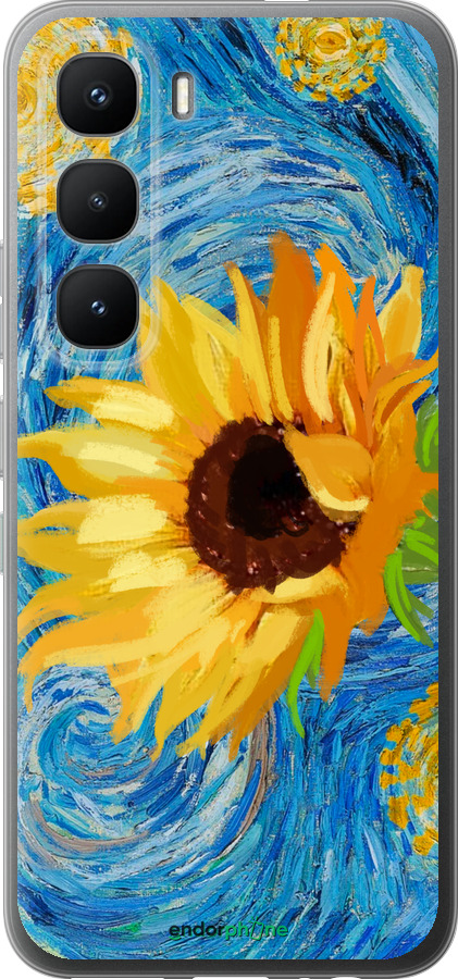 Силиконовый чехол Цветы желто-голубые для Infinix Hot 60 Pro - 5308u-4126 изображение 