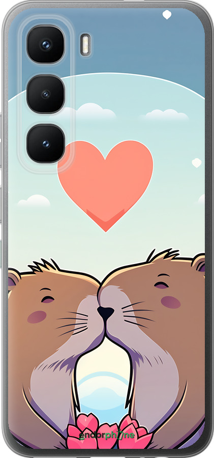 Силиконовый чехол Капибара любовь для Infinix Hot 60 Pro - 6027u-4126 изображение 