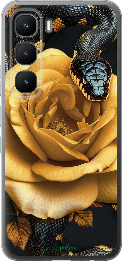 Силиконовый чехол Black snake and golden rose для Infinix Hot 60 Pro - 6068u-4126 изображение 
