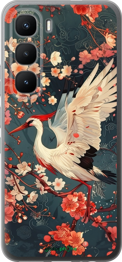 Силиконовый чехол Сакура и аист для Infinix Hot 60 Pro - 6108u-4126 изображение 
