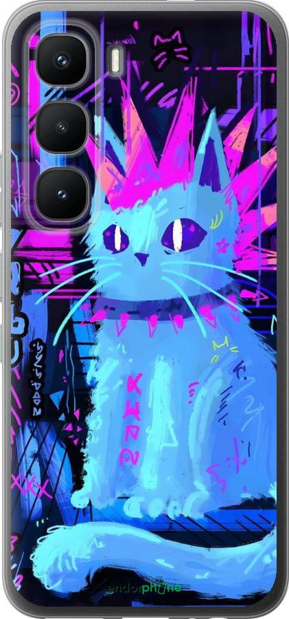 Силиконовый чехол Кот панк для Infinix Hot 60 Pro - 6311u-4126 изображение 