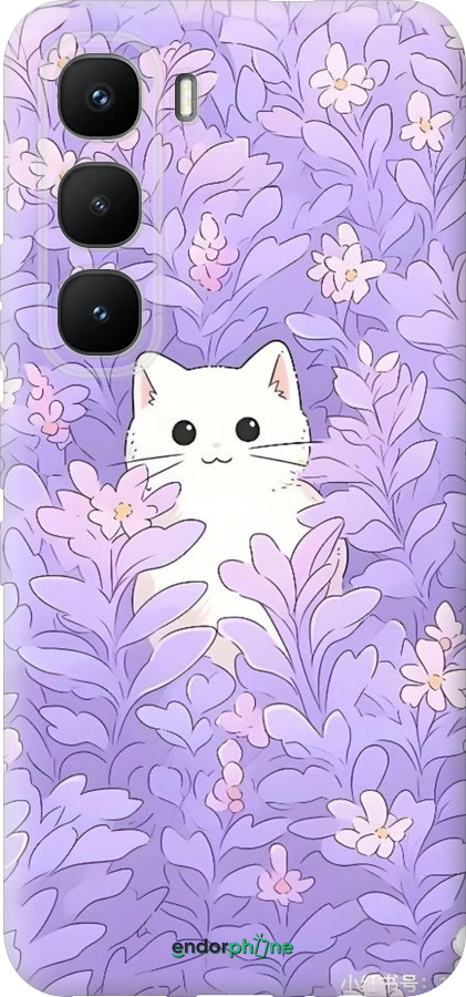 Силіконовий чехол Котик в цветах для Infinix Hot 60 Pro - 6390u-4126 изображение 