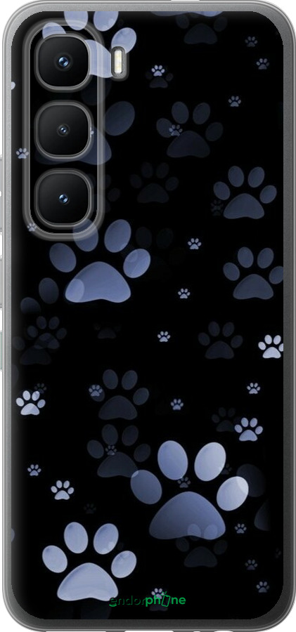 Силиконовый чехол С синими отпечатками лап для Infinix Hot 60 Pro - 6441u-4126 изображение 