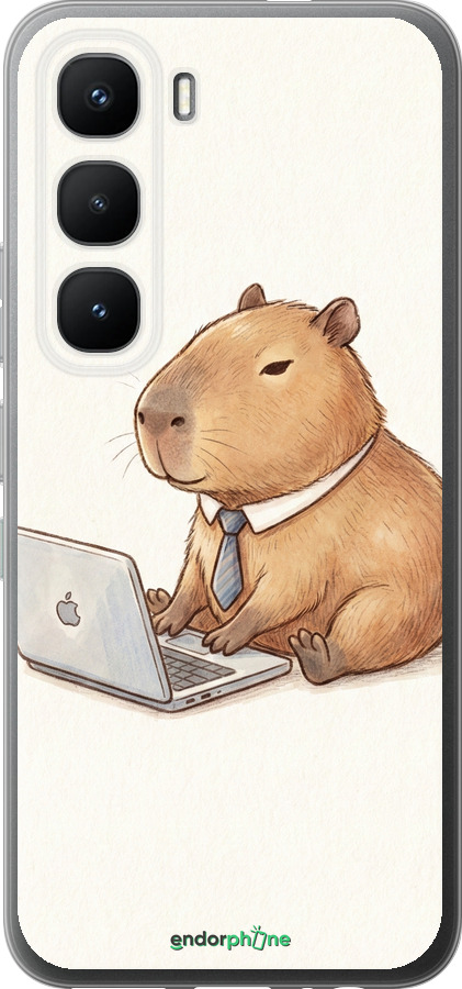 Силіконовий чехол Funny Capybara CEO Working для Infinix Hot 60 Pro - 6777u-4126 изображение 