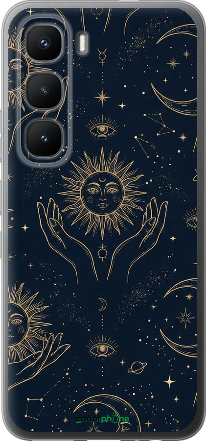 Силиконовый чехол Celestial Harmony: Sun & Moon Gold Mystic Pattern для Infinix Hot 60 Pro - 6778u-4126 изображение 