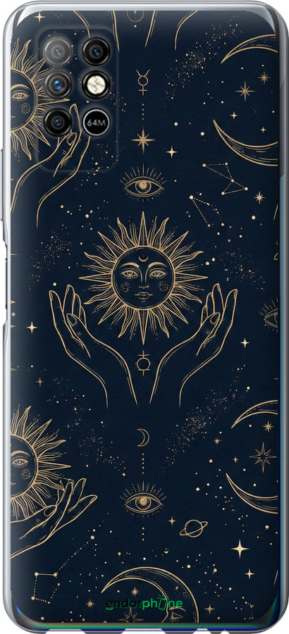 Силіконовий чехол Celestial Harmony: Sun & Moon Gold Mystic Pattern для Infinix Note 8 - 6778u-2710 изображение 