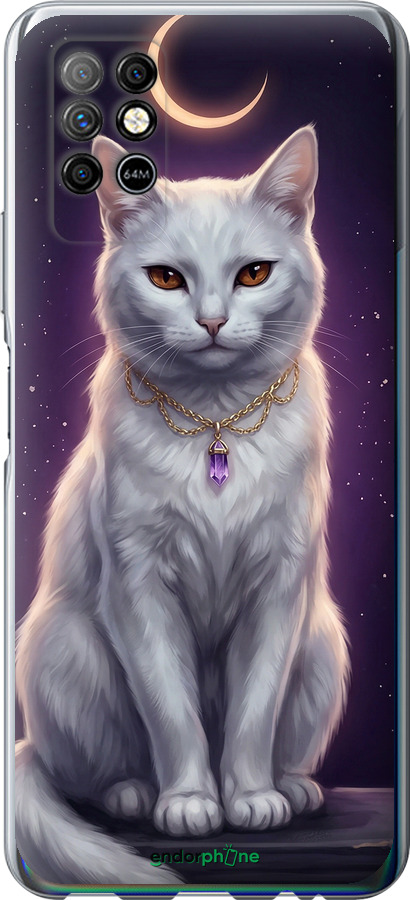 Силиконовый чехол Mystic White Cat Gothic Dark Purple Gold для Infinix Note 8 - 6805u-2710 изображение 