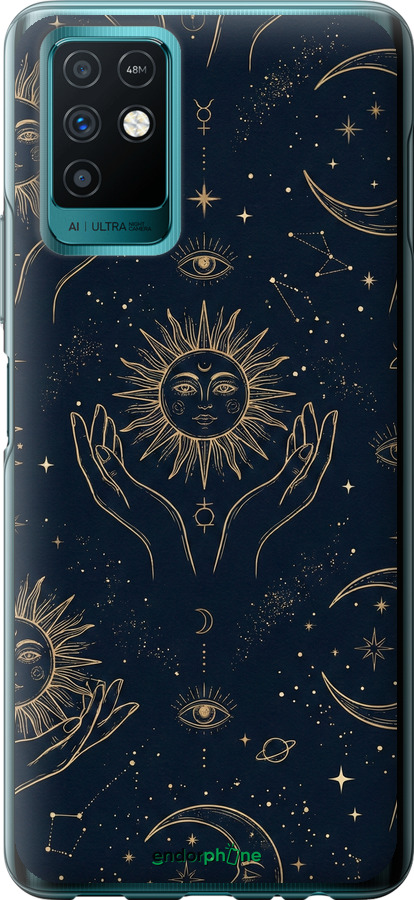 Силіконовий чехол Celestial Harmony: Sun & Moon Gold Mystic Pattern для Infinix Note 10 - 6778u-2763 изображение 