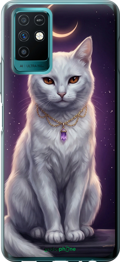 Силіконовий чехол Mystic White Cat Gothic Dark Purple Gold для Infinix Note 10 - 6805u-2763 изображение 
