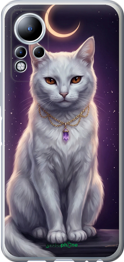 Силіконовий чехол Mystic White Cat Gothic Dark Purple Gold для Infinix Note 12 - 6805u-2927 изображение 