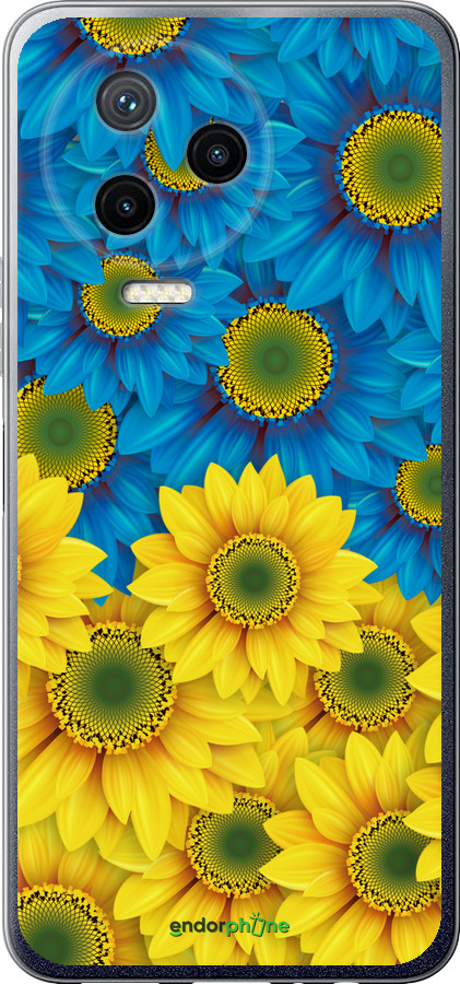 Силиконовый чехол Жёлто-голубые цветы для Infinix Note 12 (2023) - 1048u-3042 изображение 