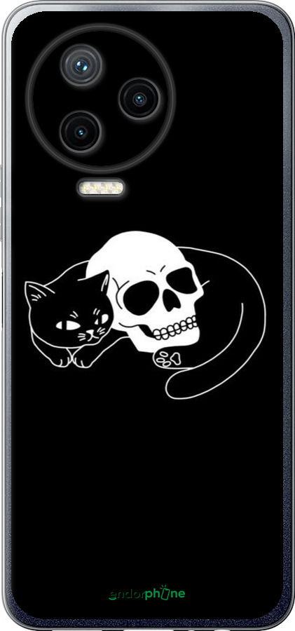 Силиконовый чехол С изображением кота и черепа для Infinix Note 12 (2023) - 6491u-3042 изображение 