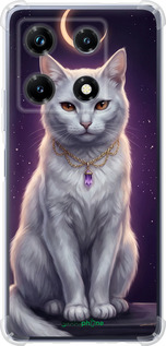 Силикон с усиленными углами чехол Mystic White Cat Gothic Dark Purple Gold для Infinix Note 30 Pro - 6805sp-3427 изображение 