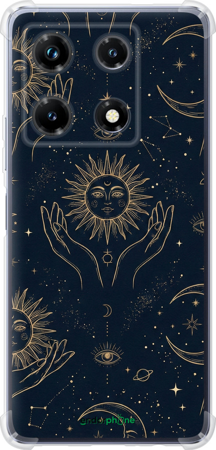 Силіконовий протиударний с посиленими кутами чехол Celestial Harmony: Sun & Moon Gold Mystic Pattern для Infinix Note 30 Pro - 6778sp-3427 изображение 