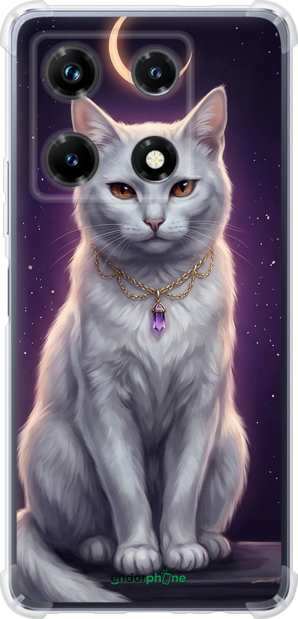 Силикон с усиленными углами чехол Mystic White Cat Gothic Dark Purple Gold для Infinix Note 30 Pro - 6805sp-3427 изображение 