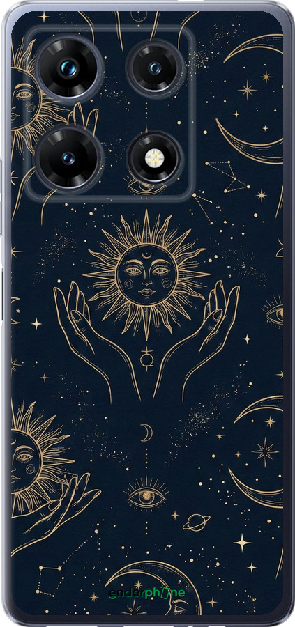 Силиконовый чехол Celestial Harmony: Sun & Moon Gold Mystic Pattern для Infinix Note 30 Pro - 6778u-3427 изображение 