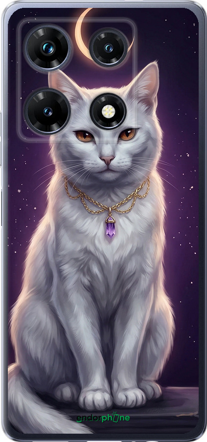 Силиконовый чехол Mystic White Cat Gothic Dark Purple Gold для Infinix Note 30 Pro - 6805u-3427 изображение 