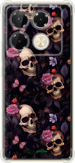 Силикон с усиленными углами чехол Черепа и розы для Infinix Note 40 Pro 4G - 6316sp-3691 изображение 