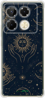 Силикон с усиленными углами чехол Celestial Harmony: Sun & Moon Gold Mystic Pattern для Infinix Note 40 Pro 4G - 6778sp-3691 изображение 