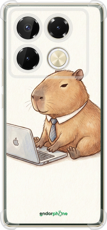 Силіконовий протиударний с посиленими кутами чехол Funny Capybara CEO Working для Infinix Note 40 Pro 4G - 6777sp-3691 изображение 