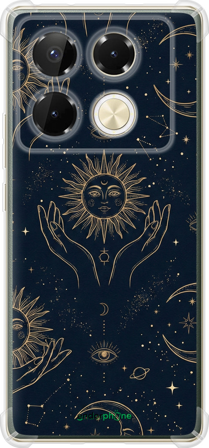 Силикон с усиленными углами чехол Celestial Harmony: Sun & Moon Gold Mystic Pattern для Infinix Note 40 Pro 4G - 6778sp-3691 изображение 