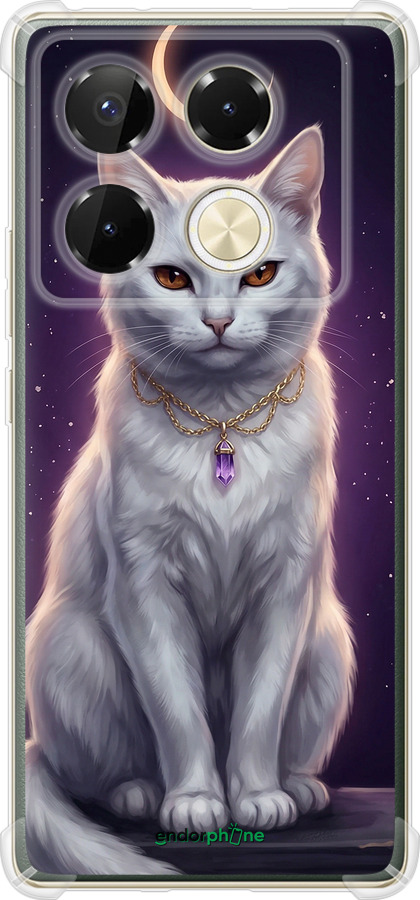 Силикон с усиленными углами чехол Mystic White Cat Gothic Dark Purple Gold для Infinix Note 40 Pro 4G - 6805sp-3691 изображение 