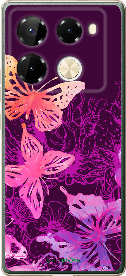 Силиконовый чехол Бабочки v2 для Infinix Note 40 Pro 4G - 5475u-3691 изображение 