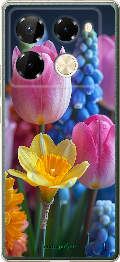 Силиконовый чехол Весенние цветы для Infinix Note 40 Pro 4G - 6058u-3691 изображение 
