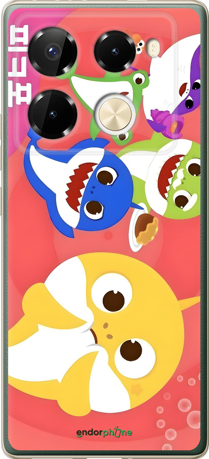Силиконовый чехол Бейби Шаркс для Infinix Note 40 Pro 4G - 6305u-3691 изображение 