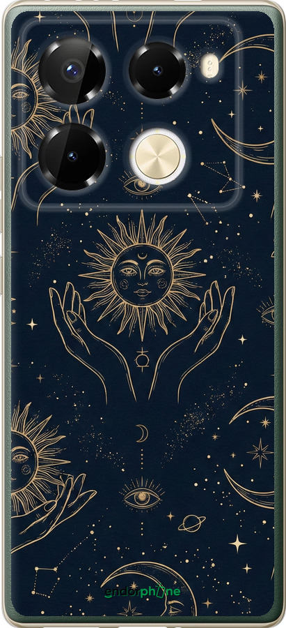 Силиконовый чехол Celestial Harmony: Sun & Moon Gold Mystic Pattern для Infinix Note 40 Pro 4G - 6778u-3691 изображение 