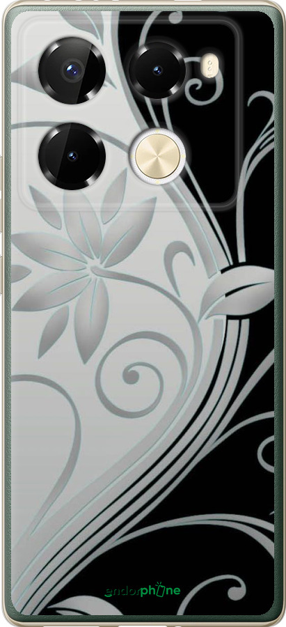 Силиконовый чехол Цветы на чёрно-белом фоне для Infinix Note 40 Pro 4G - 840u-3691 изображение 