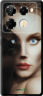 TPU чехол Взгляд женщины и кошки для Infinix Note 40 Pro+ 5G - 4041b-3801 изображение 