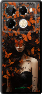 TPU чехол Девушка с оранжевыми бабочками для Infinix Note 40 PRO 5G - 5941b-3690 изображение 