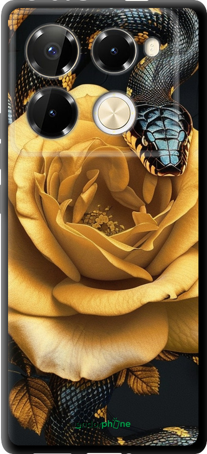 TPU чехол Black snake and golden rose для Infinix Note 40 PRO 5G - 6068b-3690 изображение 