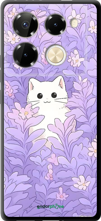 TPU чехол Котик в цветах для Infinix Note 40 Pro+ 5G - 6390b-3801 изображение 