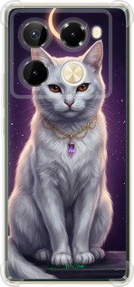 Силикон с усиленными углами чехол Mystic White Cat Gothic Dark Purple Gold для Infinix Note 40 Pro+ 5G - 6805sp-3801 изображение 