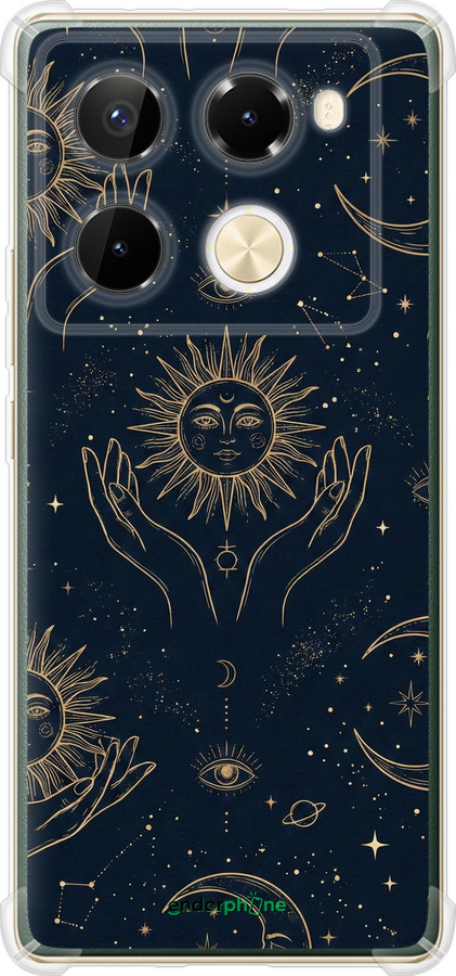 Силіконовий протиударний с посиленими кутами чехол Celestial Harmony: Sun & Moon Gold Mystic Pattern для Infinix Note 40 Pro+ 5G - 6778sp-3801 изображение 