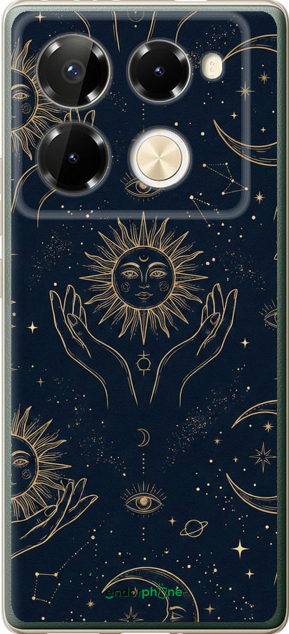 Силиконовый чехол Celestial Harmony: Sun & Moon Gold Mystic Pattern для Infinix Note 40 Pro+ 5G - 6778u-3801 изображение 